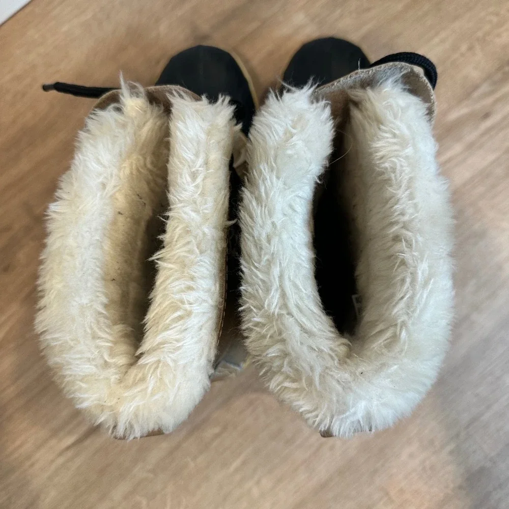 Sorel‎ Caribou Snow Boots Women 9 Tan Leather Waterproof Winter Duck Boots VTG